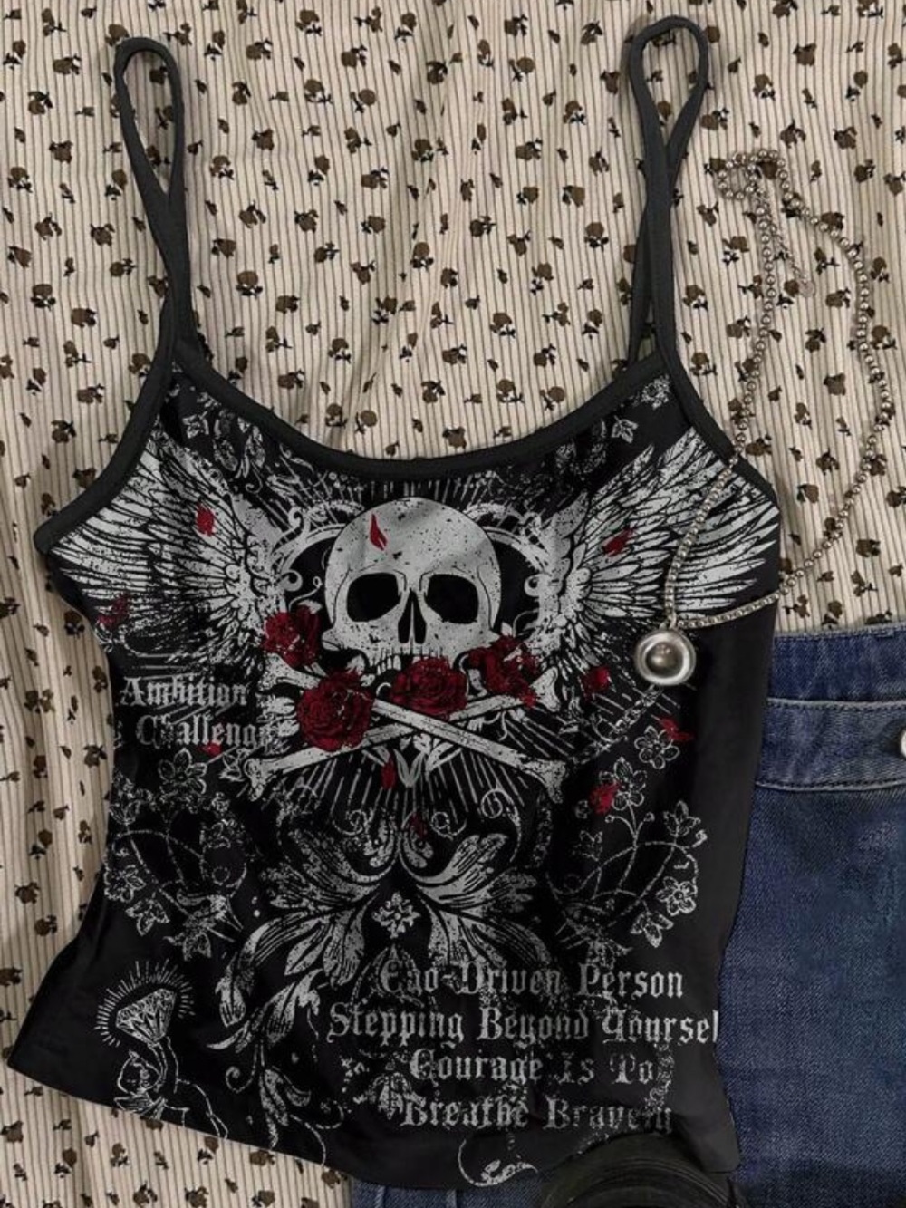 Skull & Roses Goth Graphic Cami Tank NEW 🏷️